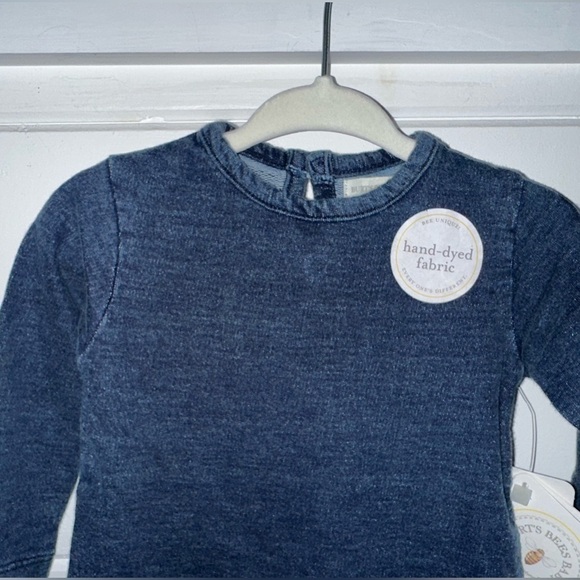 Burts Bees French Terry Knit Denim Wash Organic Cotton Super Soft Baby Dress NWT - Picture 3 of 13